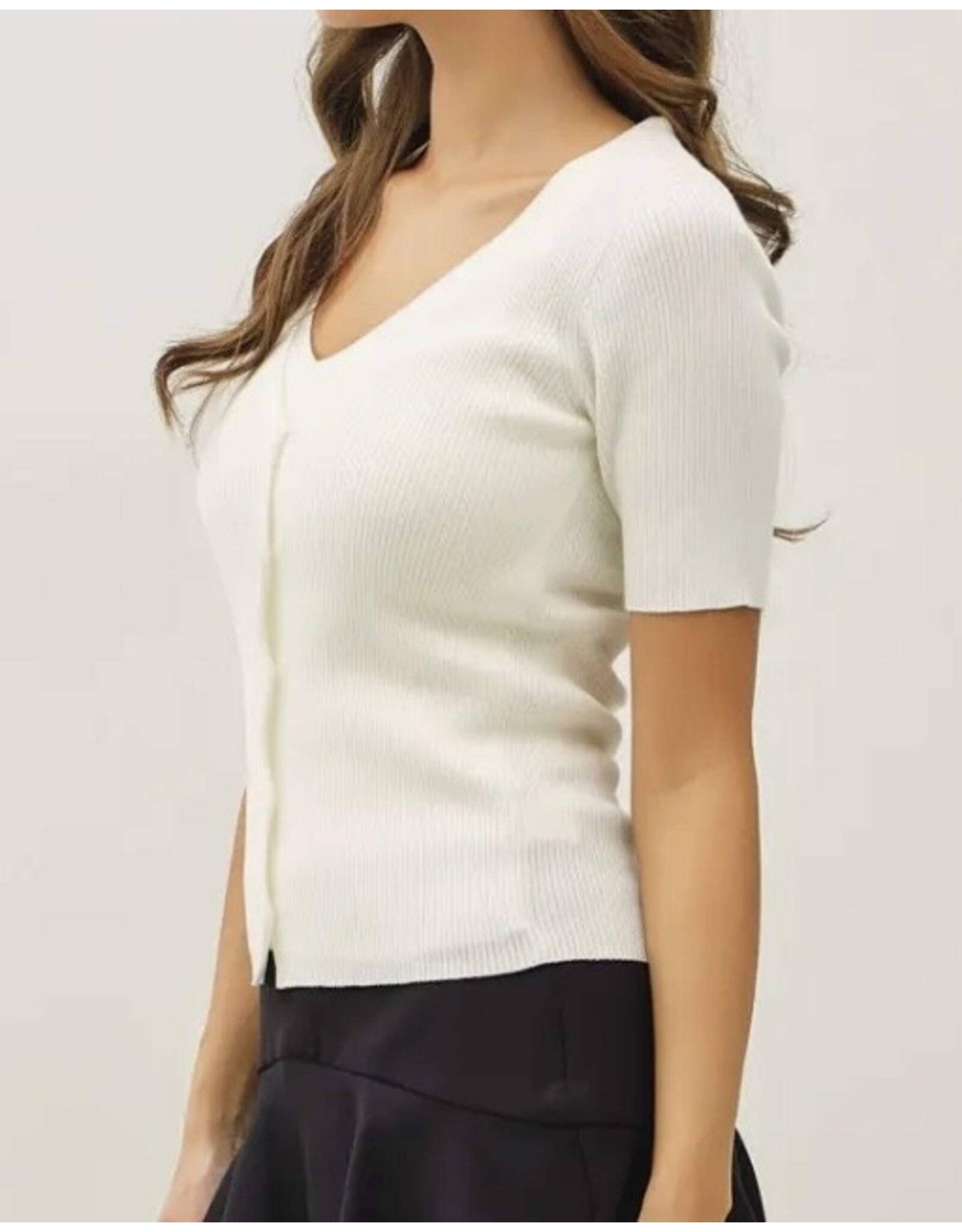 Cardigan/Tank Layered Look Ribbed Sweater