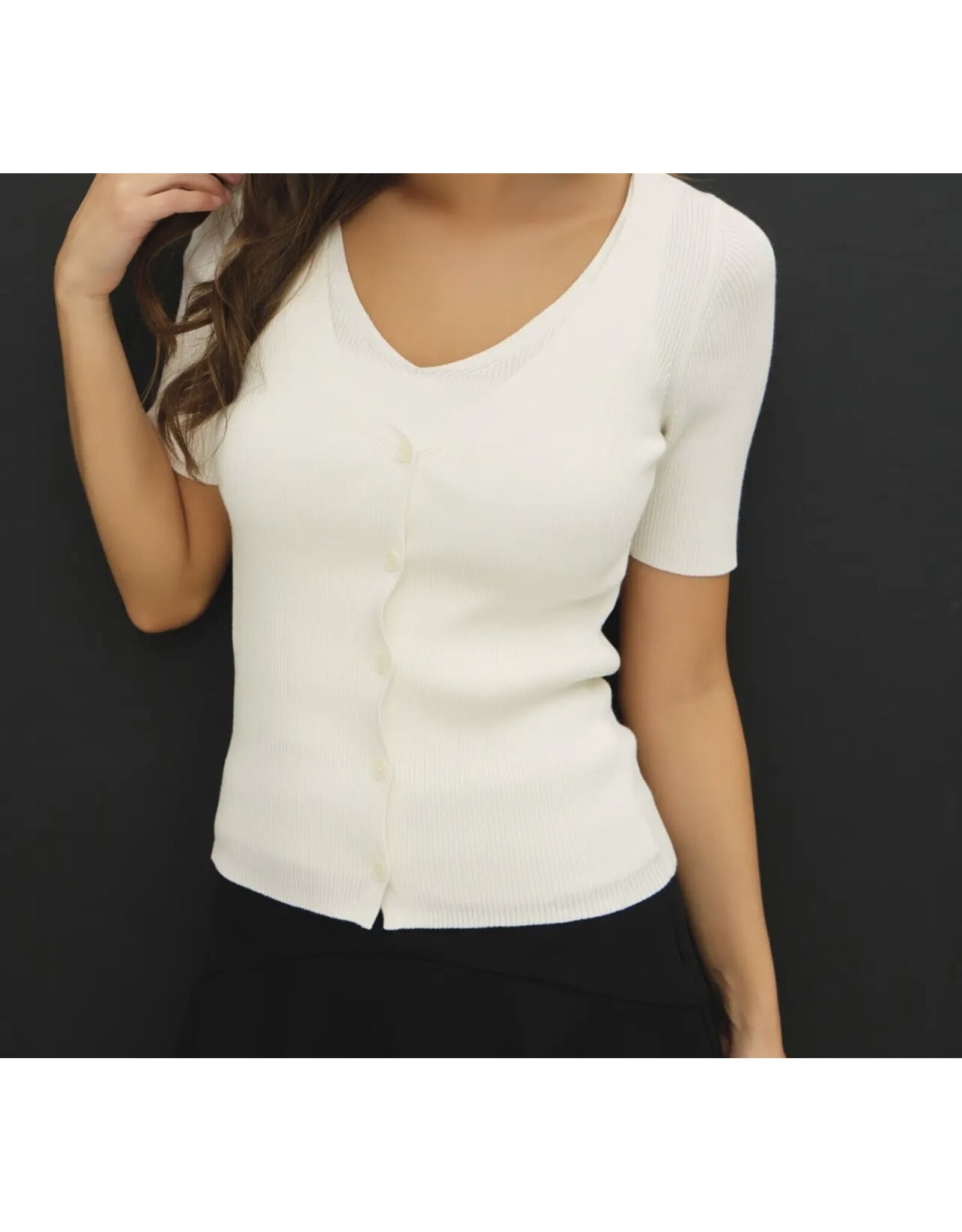 Cardigan/Tank Layered Look Ribbed Sweater