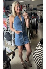 Halter Neck Button Down Denim Mini Dress