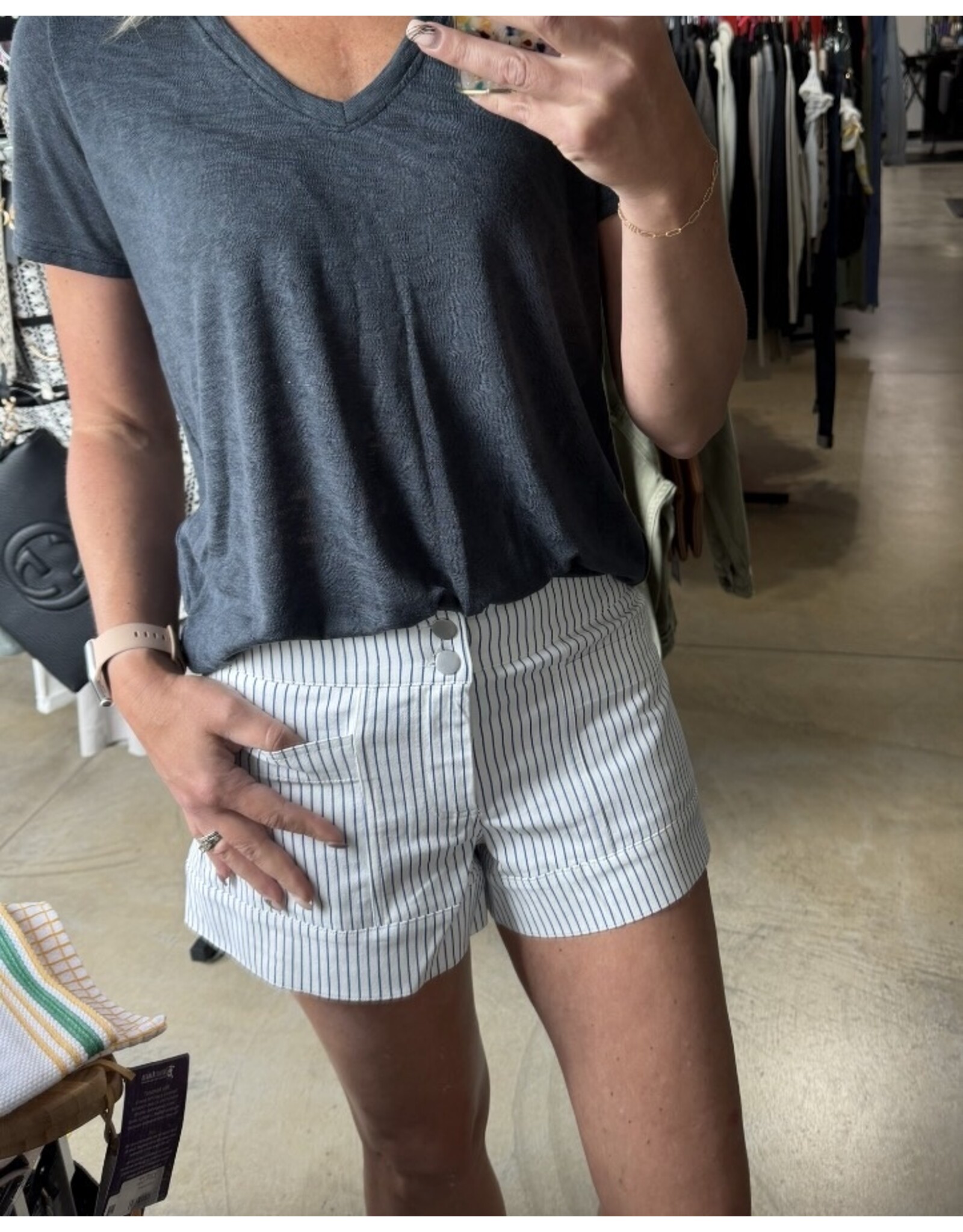 Mid Rise Stripe Shorts