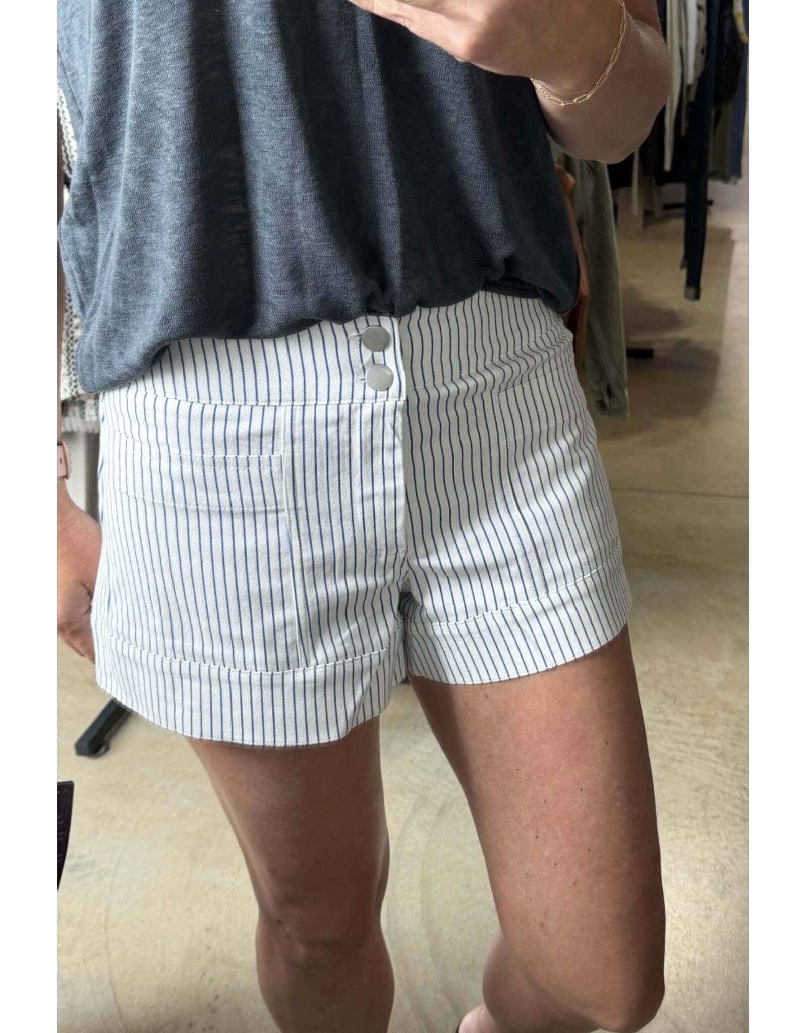 Mid Rise Stripe Shorts