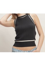 Contrast Trim Sleeveless Ribbed Top