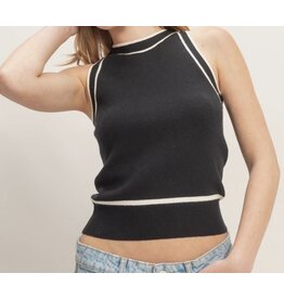 Contrast Trim Sleeveless Ribbed Top