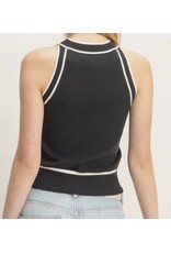 Contrast Trim Sleeveless Ribbed Top