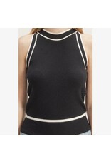 Contrast Trim Sleeveless Ribbed Top