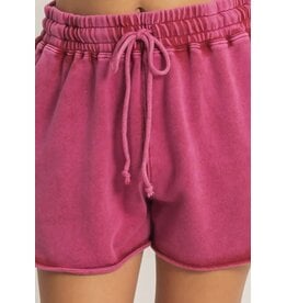 Acid Washed Elastic Waist Shorts