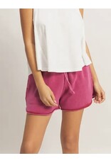 Acid Washed Elastic Waist Shorts