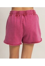 Acid Washed Elastic Waist Shorts