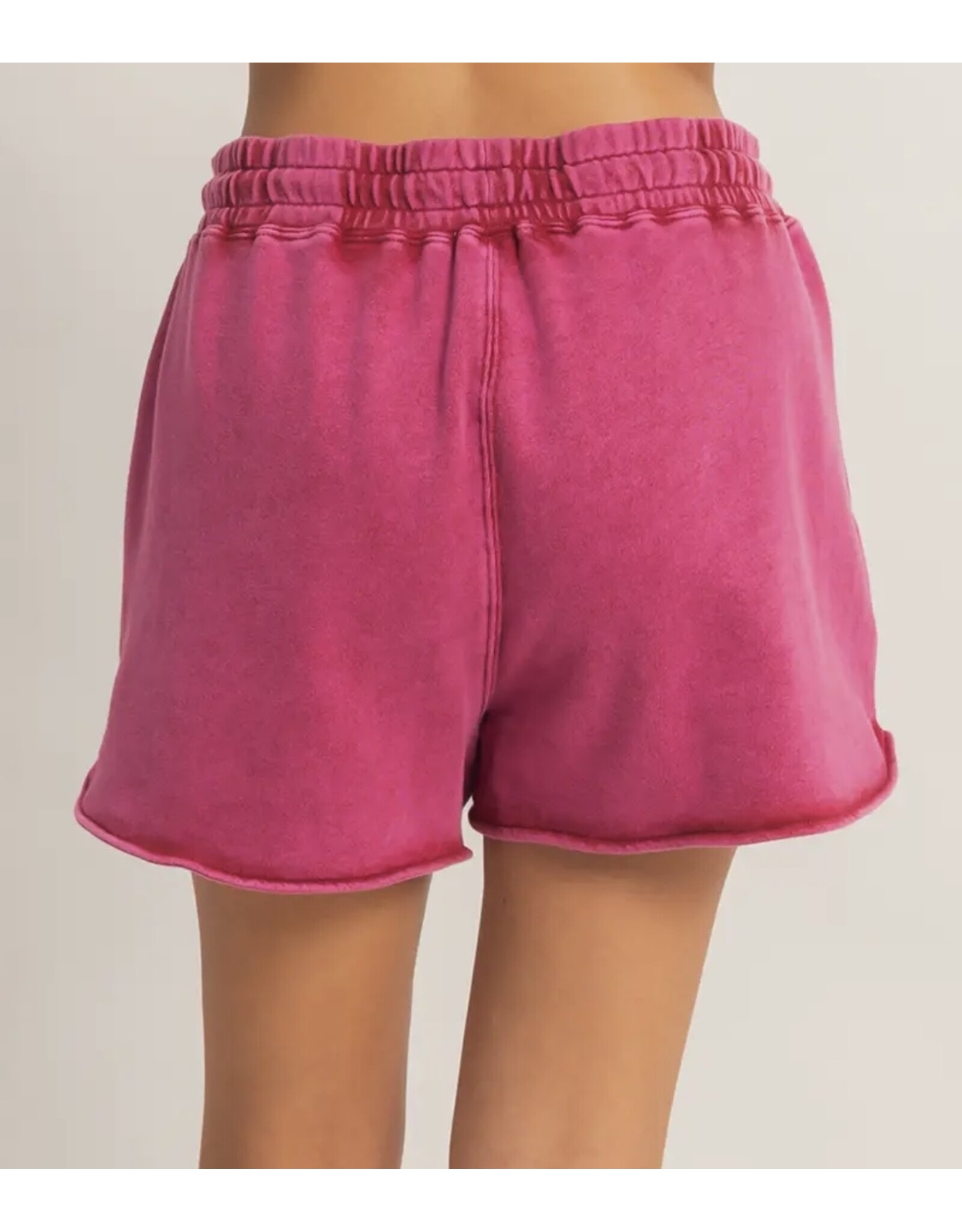 Acid Washed Elastic Waist Shorts