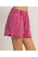 Acid Washed Elastic Waist Shorts