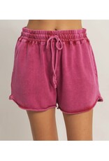 Acid Washed Elastic Waist Shorts