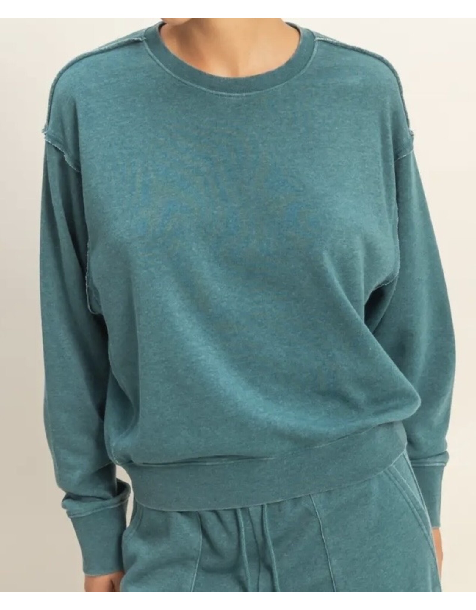 Raw Edge Detail Burnout Sweatshirt