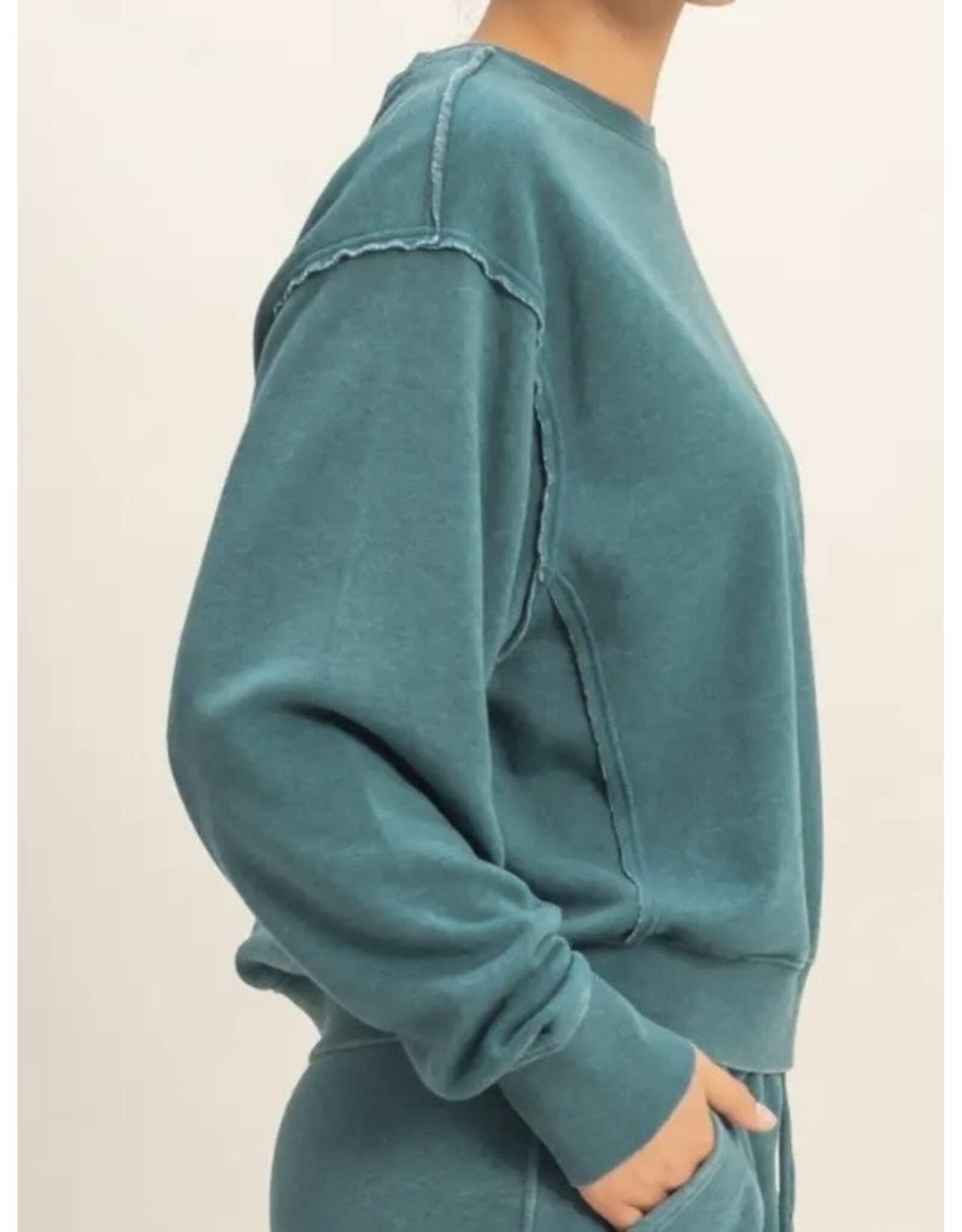 Raw Edge Detail Burnout Sweatshirt