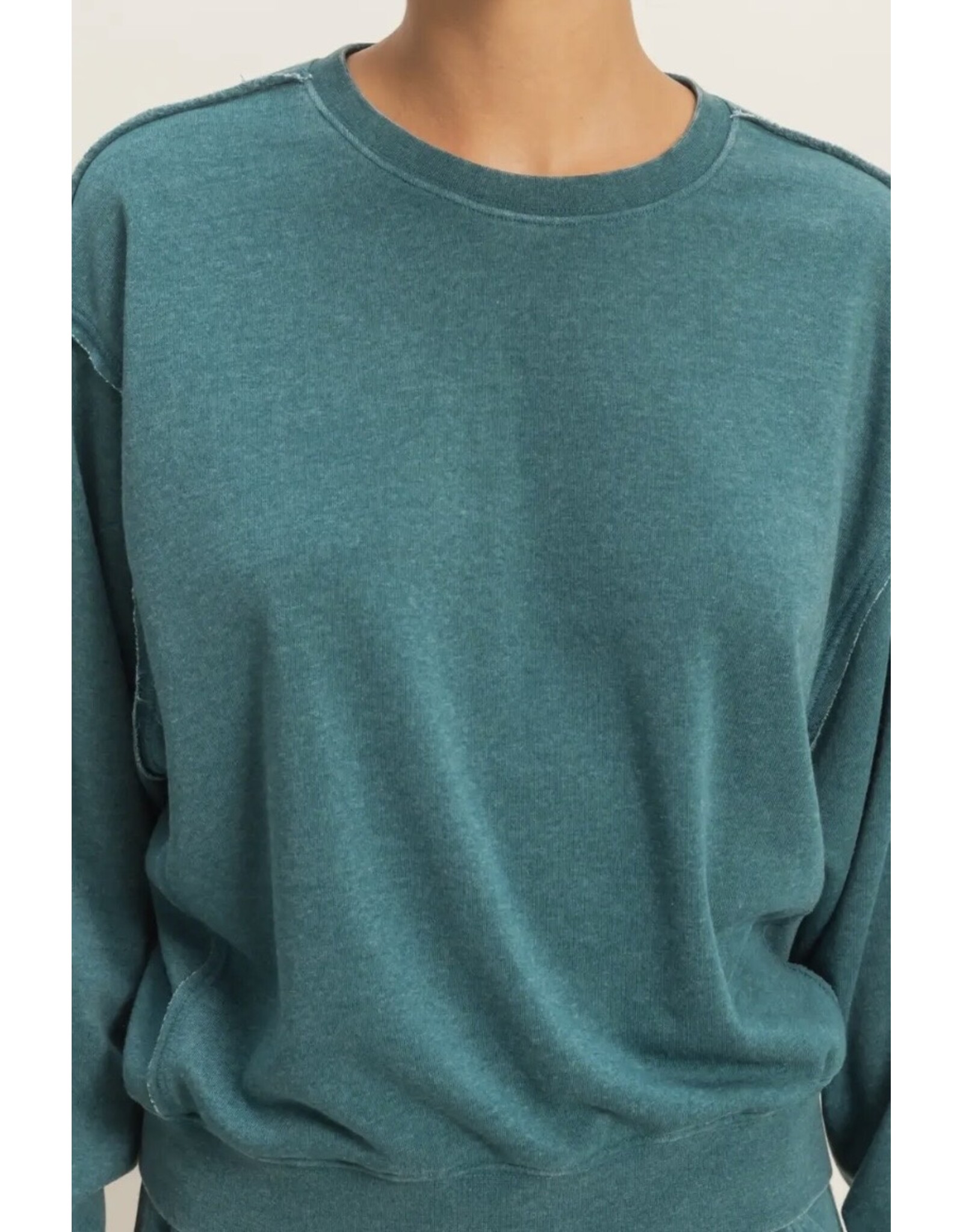 Raw Edge Detail Burnout Sweatshirt