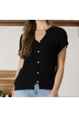 Blu pepper Cozy Short Sleeve Button Down Knit Sweater