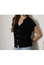 Blu pepper Cozy Short Sleeve Button Down Knit Sweater