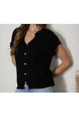 Blu pepper Cozy Short Sleeve Button Down Knit Sweater