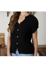 Blu pepper Cozy Short Sleeve Button Down Knit Sweater