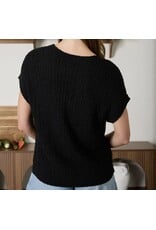 Blu pepper Cozy Short Sleeve Button Down Knit Sweater