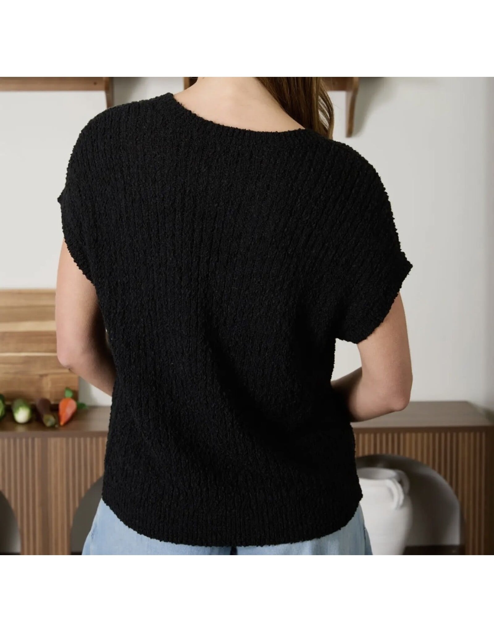 Blu pepper Cozy Short Sleeve Button Down Knit Sweater