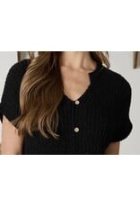 Blu pepper Cozy Short Sleeve Button Down Knit Sweater