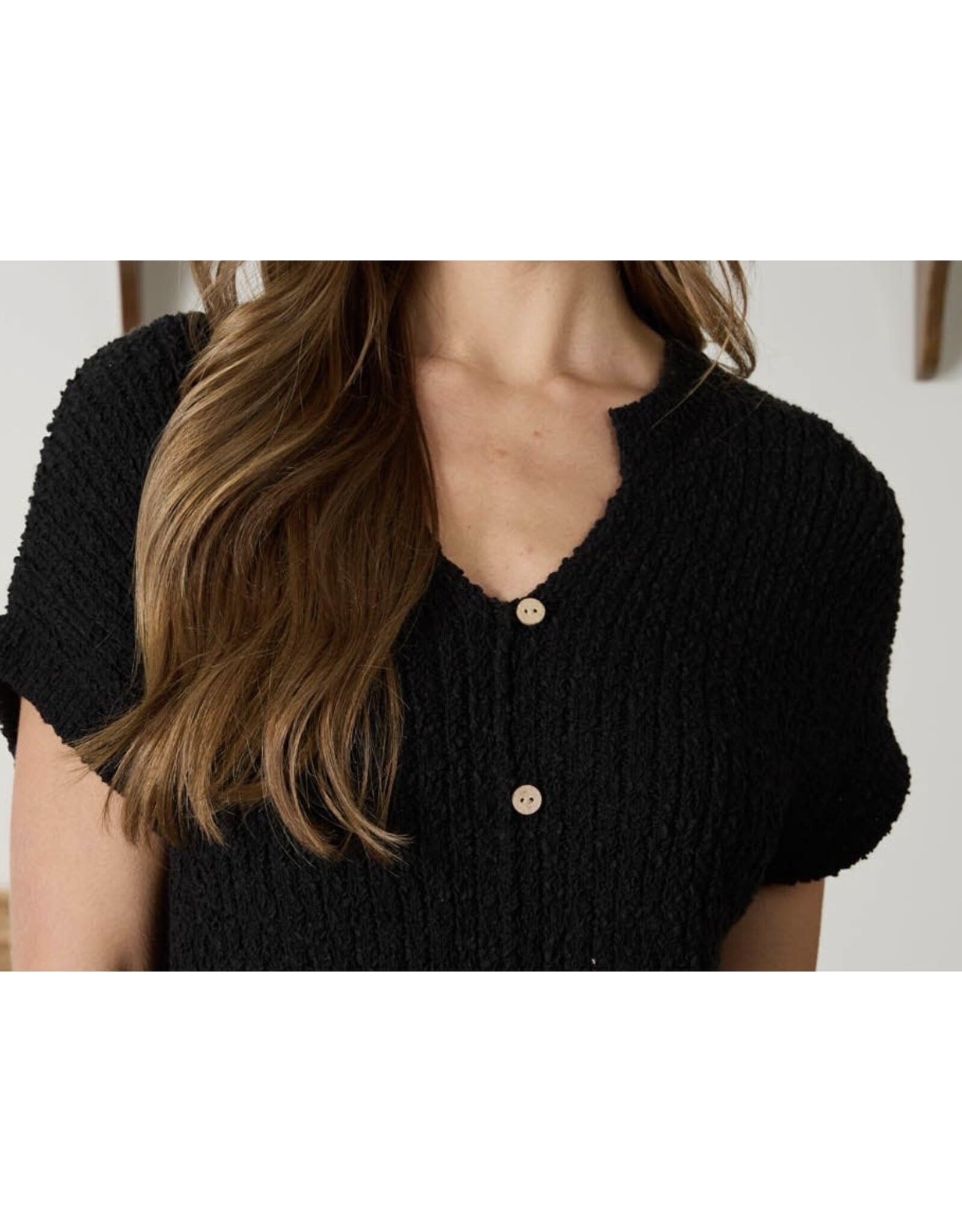 Blu pepper Cozy Short Sleeve Button Down Knit Sweater