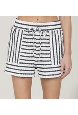 Textured Stripe Drawstring Knit Shorts