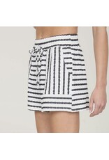 Textured Stripe Drawstring Knit Shorts