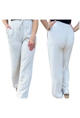 Linen stripe straight leg pants