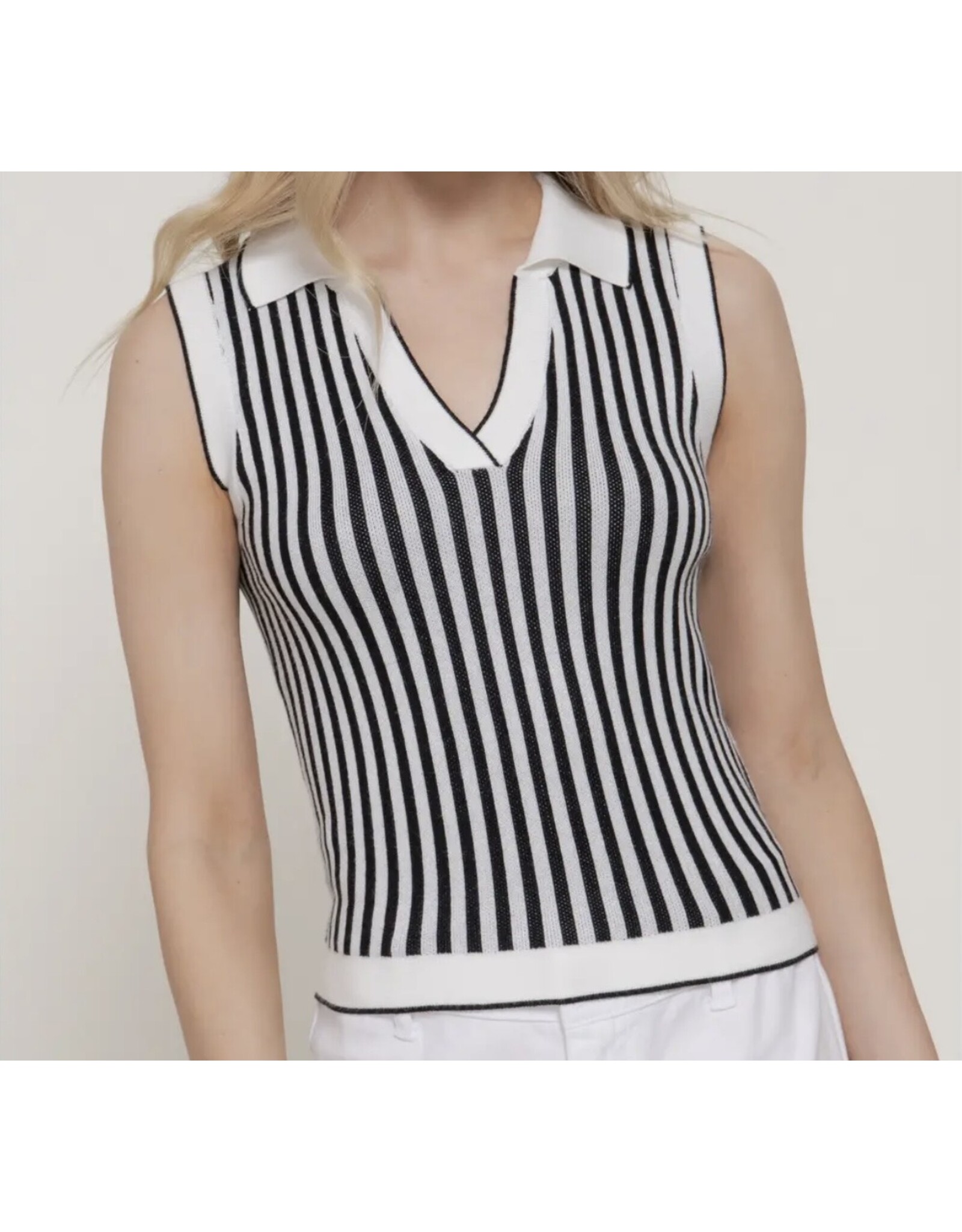 Sleeveless Stripe Sweater
