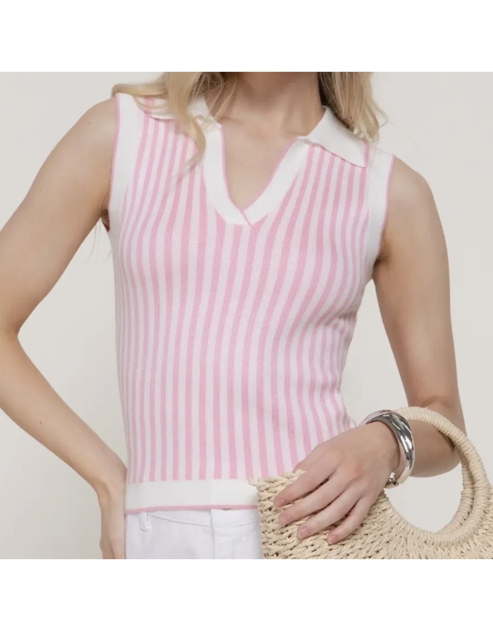 Sleeveless Stripe Sweater
