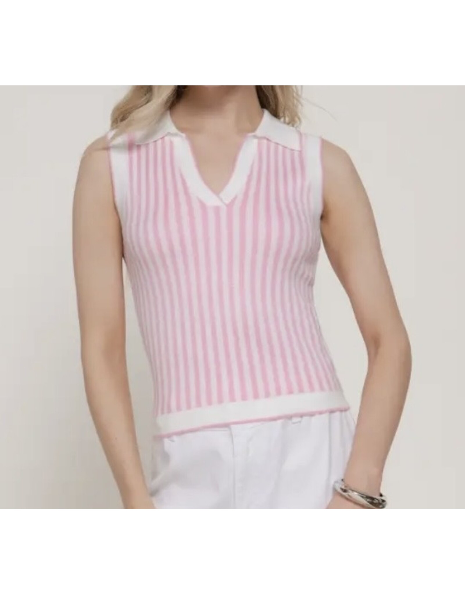Sleeveless Stripe Sweater