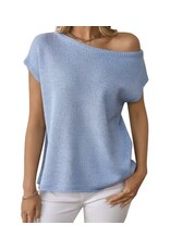 Light Blue Off Shoulder Knit Sweater