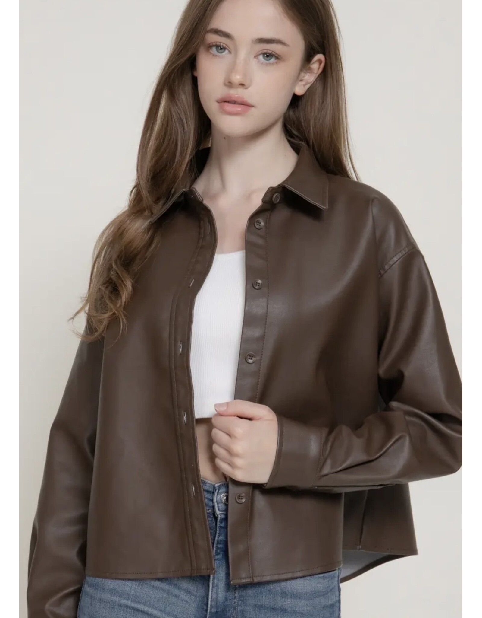 Faux Washed Leather Shirt