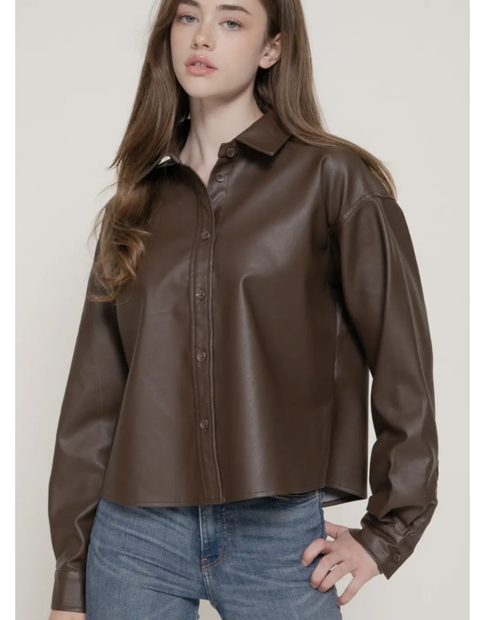 Faux Washed Leather Shirt