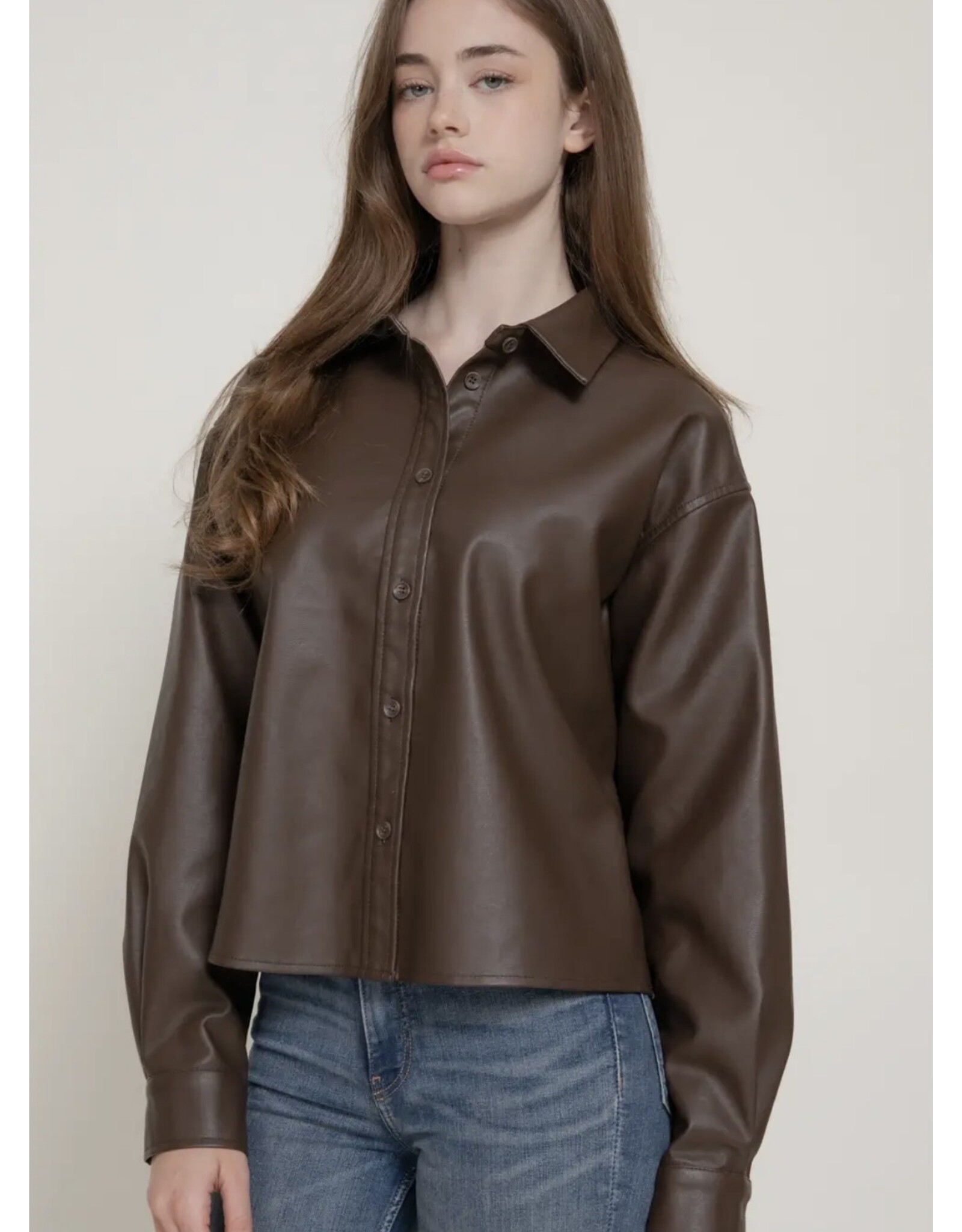 Faux Washed Leather Shirt