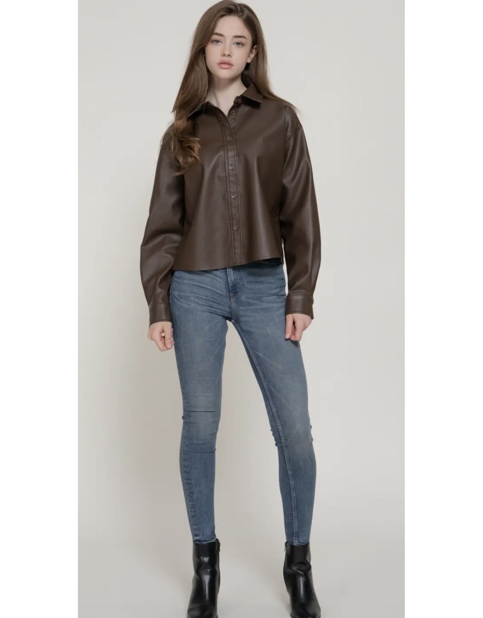 Faux Washed Leather Shirt