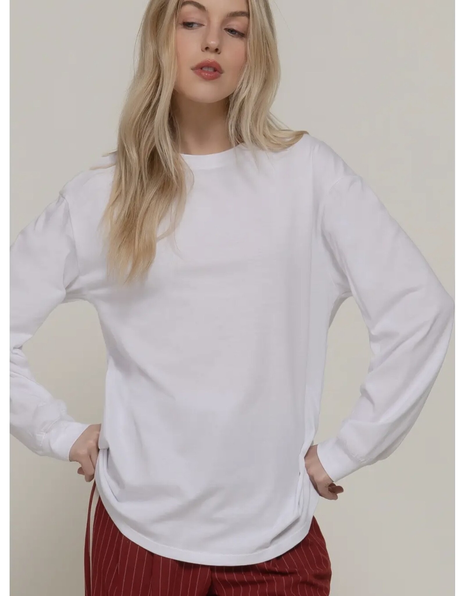 Boyfriend cut crew neck l/s tee