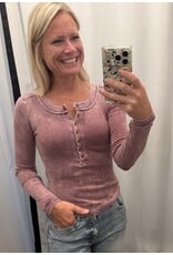 Blu pepper Washed ribbed henley top