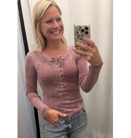 Blu pepper Washed ribbed henley top