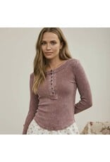 Blu pepper Washed ribbed henley top