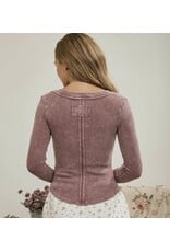 Blu pepper Washed ribbed henley top