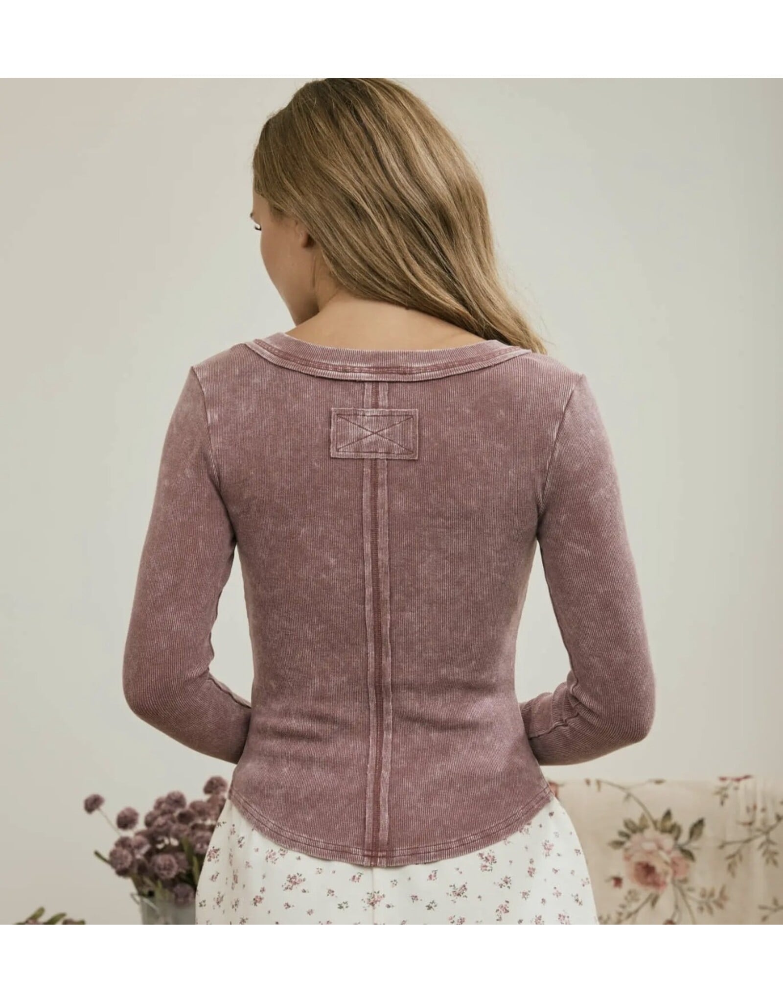 Blu pepper Washed ribbed henley top