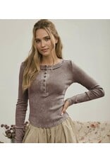 Blu pepper Washed ribbed henley top