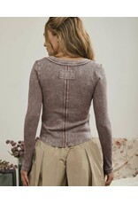 Blu pepper Washed ribbed henley top