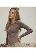 Blu pepper Washed ribbed henley top