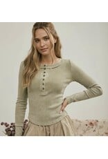 Blu pepper Washed ribbed henley top