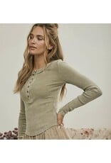 Blu pepper Washed ribbed henley top
