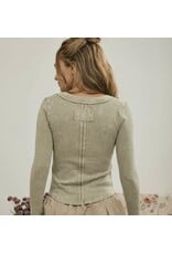 Blu pepper Washed ribbed henley top