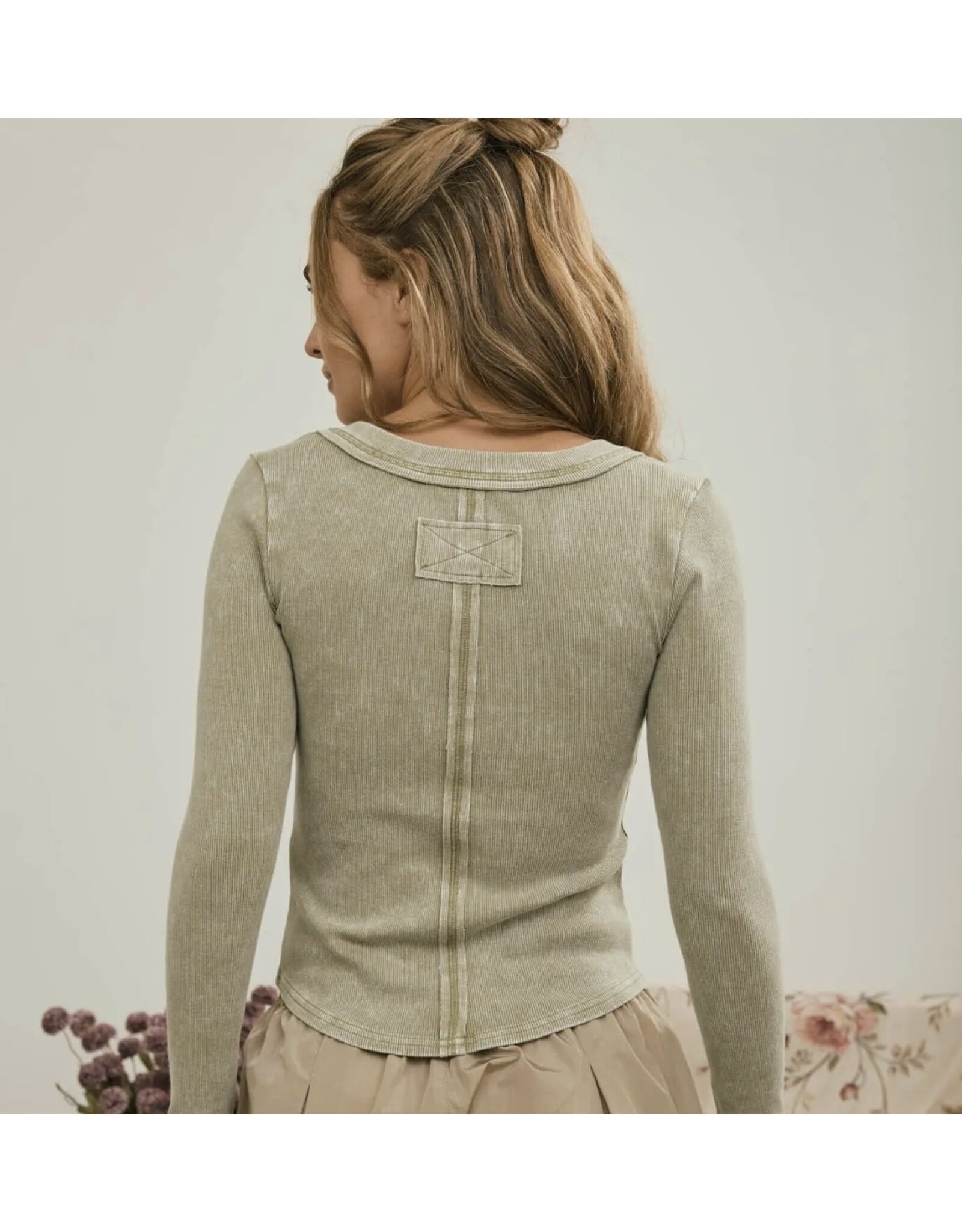Blu pepper Washed ribbed henley top
